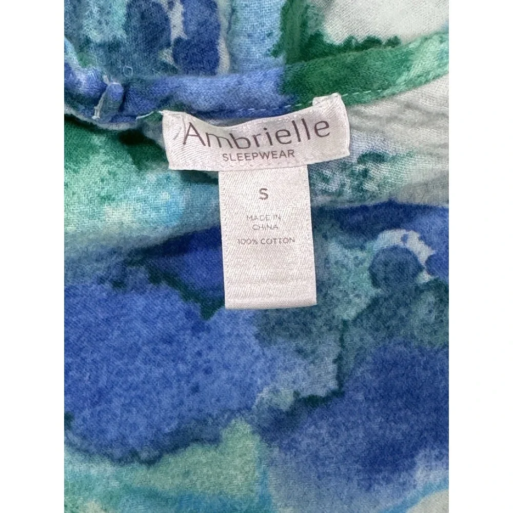 Ambrielle Blue Green Water Color Pajama Sleep Set Cotton Cami Cropped Pants Sz S